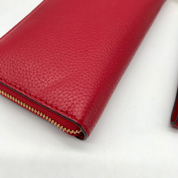 Michael Kors Red Pebbled Leather Jet Set Continental Wristlet - Picture 9 of 10